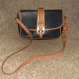 DOONEY & BOURKE-Navy Blue Equestrian Bag Flap Vintage Crossbody USA Leather-VG